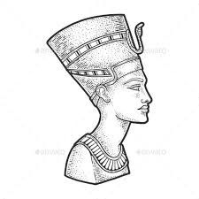 Ancient Egyptian Nefertiti Pharaoh Sketch Vector, Vectors | GraphicRiver Hatshepsut Drawing, Pharoah Egyptian Drawing, Statue Sketch, Egyptian Nefertiti, Ancient Egyptian Pharaoh, Egyptian Pharaoh, Illustration T Shirt, Egyptian Pharaohs, Ancient Egyptian