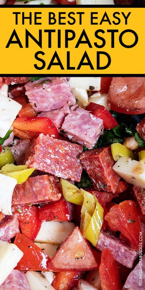 Try this easy antipasto salad, the perfect addition to any meal! This vibrant dish is one of the best easy side dishes you can serve and is a standout among holiday salads. Whether it's for a gathering or a family dinner, this delicious party salad recipe will impress your guests with its colorful ingredients and fantastic flavors! Antipasto Salad Dressing, Easy Antipasto Salad, Baked Veggies Recipes, Side Dish For A Crowd, Summer Cookout Side Dishes, Easy Antipasto, Dish For A Crowd, Antipasto Salad Recipe, Antipasto Appetizer