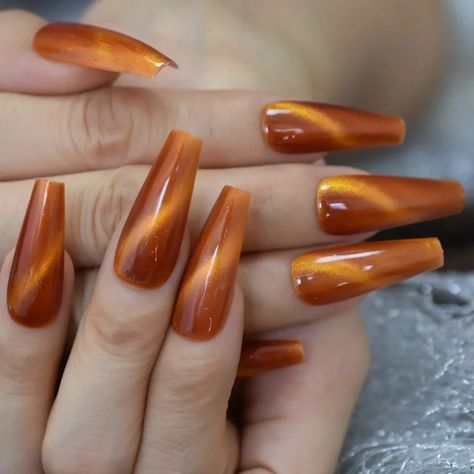 24 Autumn Orange Galaxy Cat Eye Gel Press On Nails Glossy Thick acrylic glue on | eBay Orange Galaxy, Orange Acrylic Nails, Nails Extra, Orange Nail, Galaxy Cat, Fall Nail Art Designs, Fall Acrylic Nails, Nails 2021, Thanksgiving Nails