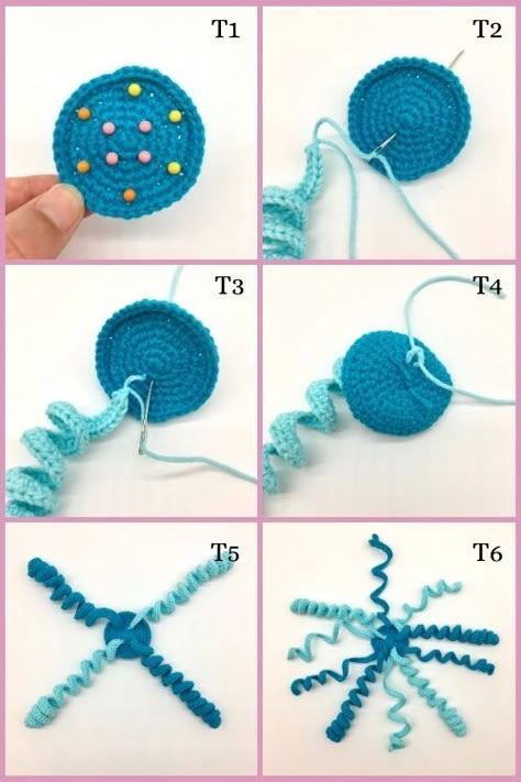 Crochet Octopus Cat Toy, Knitted Jellyfish Free Pattern, Crochet Jellyfish Tentacles, Amigurumi Octopus Pattern, Amigurumi Jellyfish Pattern Free, Crochet Jellyfish Free Pattern Easy, How To Crochet A Jellyfish, Jellyfish Amigurumi Free Pattern, Squid Crochet Pattern Free