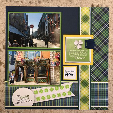 Dublin Scrapbook Pages, Ireland Scrapbook Ideas, Ireland Scrapbook, Ireland Scrapbook Layouts, Scrapbooking Layouts Travel, Cruise Scrapbook, Travel Scrapbook Pages, Scrapbook Titles, Image Layout