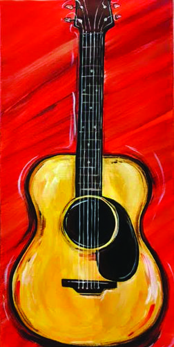 Guitar Rock Painting, Guitar Painting On Canvas Easy, Monochromatic Painting Easy, Guitar Painting Canvas, Guitar Painting On Canvas, Guitar Paintings, Guitar Art Painting, Easy Painting For Kids, Music Art Painting