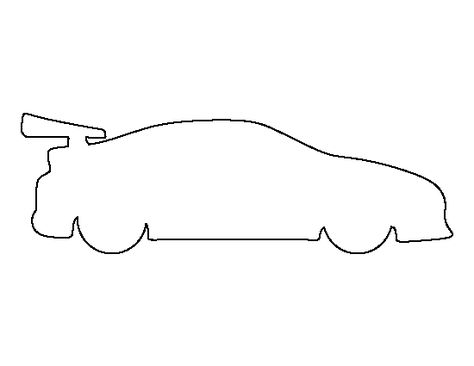 Race car pattern. Use the printable outline for crafts, creating stencils, scrapbooking, and more. Free PDF template to download and print at http://patternuniverse.com/download/race-car-pattern/ Race Car Cutouts, Free Race Car Printables, Race Car Silhouette, Car Stencil Templates, Race Car Template Free Printable, Race Car Outline, Car Template Free Printable, Car Svg Free, Race Car Template