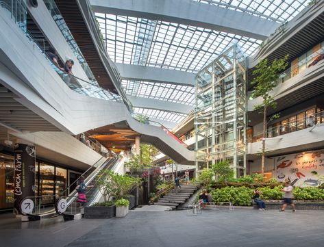 Mega Foodwalk- Tambon Bang Kaeo,Thailand- FOS Mega Foodwalk, Green Atrium, Parking Building, Central Building, Covered Walkway, Nature Projects, Archi Design, Mall Design, Ikea Store