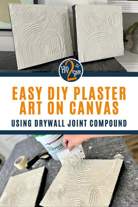 Diy Wall Art With Plaster, Plaster Diy Wall Art, Diy Wall Plaster, Plaster Picture Diy, Diy Dry Wall Art, Drywall Mud Art Diy, Boho Plaster Wall Art, Canvas Putty Art, Drywall Canvas Art