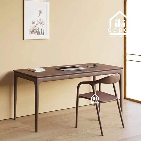 Japandi Study Table, Minimal Study Table, Office Table Design Modern, Wooden Office Table, Beautiful Houses Inside, Wooden Study Desk, Wood Desk Design, Computer Desk Design, Working Desk