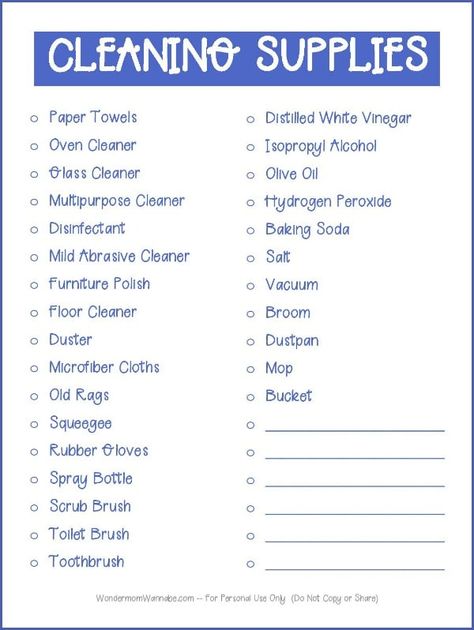 Free Printable Cleaning Supplies List Basic Cleaning List, Professional House Cleaning Checklist Free Printable, Minimalist Cleaning Supplies, Cleaning List For Housekeeper, Supply List Template, Cleaning Products List, Cleaning Supplies Checklist, Natural Cleaners Diy, Natural Cleaning Supplies