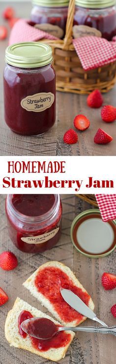 Homemade Strawberry Jam with much less sugar than most typical jam recipes and you can use both fresh or frozen berries. Homemade Strawberry Jam, Frozen Berries, Less Sugar, Jam And Jelly, Jelly Recipes, Homemade Jam, Jams & Jellies, Frozen Strawberries, Jam Recipes