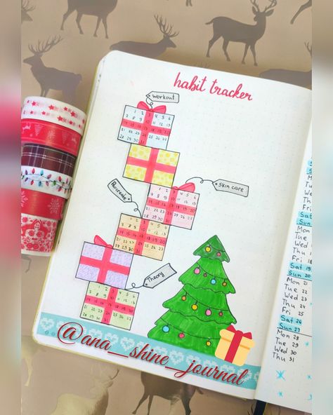 My habit tracker for December 2020 🙃 December Dot Journal Ideas, Christmas Habit Tracker, December Tracker, December Habit Tracker, December Bujo, Bujo 2025, Bullet Journal Christmas, Boulet Journal, Bujo Spreads