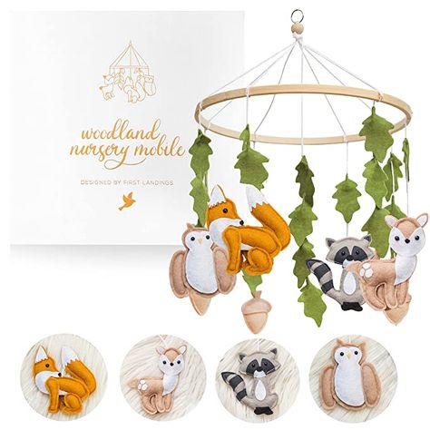 Amazon.com : Woodland Mobile for Crib by First Landings | Baby Nursery Mobiles | Woodland Nursery Decor | Crib Mobile Baby Boys and Girls | Baby Mobile with Fox Decor | Forest Animals Woodlands Theme | Baby Gift : Baby Mobile For Crib, Nursery Mobiles, Adventure Theme Nursery, Forest Nursery Decor, Woodland Theme Baby, Woodland Crib, Woodland Mobile, Baby Stuffed Animals, Woodland Nursery Theme