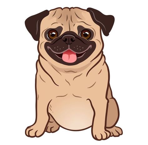 Puppy Smiling, Dogs Cartoon, Pug Cartoon, Pug Illustration, Puppy Sketch, Dog Stock Photo, Tema Disney, Pug Art, Dog Cartoon