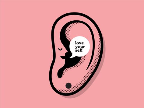 Ear Illustration Art, Ear Illustration Design, Conceptual Graphic Design, Ear Logo Design, Ear Doodle, Love Yourself Illustration, Ear Illustration, Ears Illustration, Ear Logo