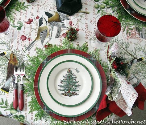 Spode Christmas Tree in a Christmas Tablescape Spode Christmas Table Settings, Christmas Dining Table Decor, Christmas Table Setting, Christmas Tree On Table, Christmas Dining Table, Christmas China, Buffet Set, Christmas Tableware, Christmas Tabletop