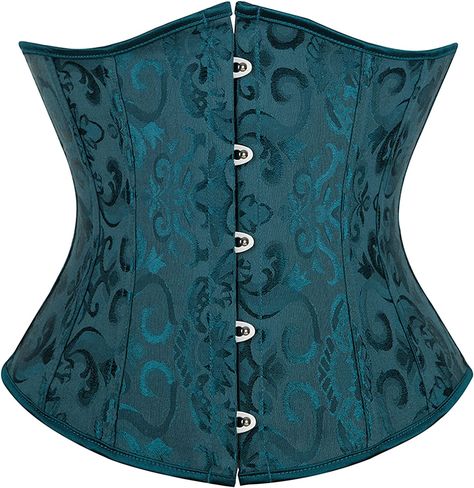 Zhitunemi Women's Lace Up Boned Jacquard Brocade Waist Training Underbust Corset at Amazon Women’s Clothing store Fantasia Plus Size, Gothic Plus Size, Corset Underbust, Cincher Corset, Plus Size Costume, Bridal Corset, Green Corset, Waist Corset, Waist Cincher Corset