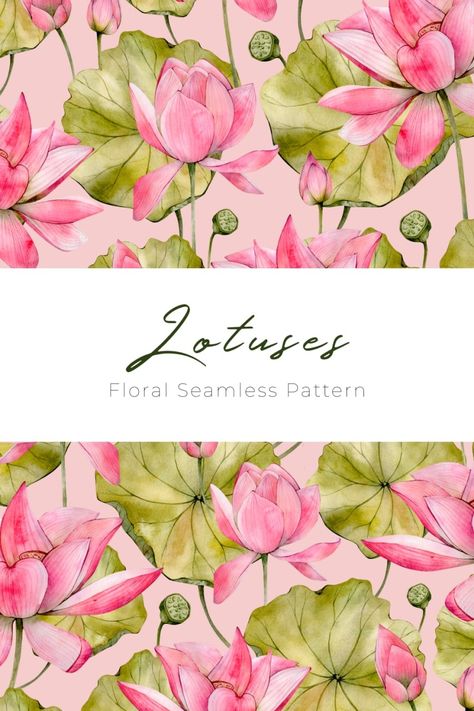 Hand Drawn Watercolor Pink Lotuses on Pink Background Seamless Pattern. Floral Digital Paper. Watercolour Waterlily Illustration. Aquarell Flowers. Watercolor Florals Seamless Pattern. Pink Water Lily Fabric Print. Botany Illustration, Sketch Background, Watercolor Lotus, Backgrounds Patterns, Lotus Flower Pictures, Perspective Sketch, Floral Digital Paper, Christmas Backgrounds, Lotus Print