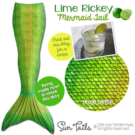 Lime Rickey Lime Rickey Recipe, Realistic Mermaid Tails, Lime Rickey, Yummy Summer Drinks, Realistic Mermaid, Summer Drink, Mermaid Tail, Green And Yellow, Summer Drinks