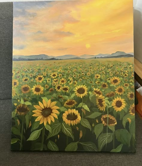 Sunflower Painting Ideas On Canvas, Sunflower Painting Acrylic, Painting Techniques Art, Sunflower Drawing, Sunflower Garden, Abstract Flower Art, Canvas Painting Designs, Garden Painting, Sunflower Painting