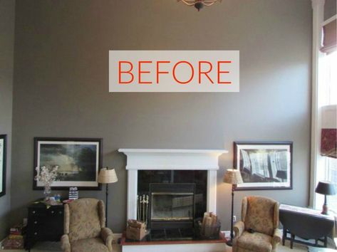 Seriously, these fireplace transformations are stunning! Above Fireplace Ideas, Above Fireplace Decor, Mirror Over Fireplace, Mirror Above Fireplace, Fireplace Makeovers, Looking In Mirror, Tall Fireplace, Tile Fireplace, Brick Fireplace Makeover