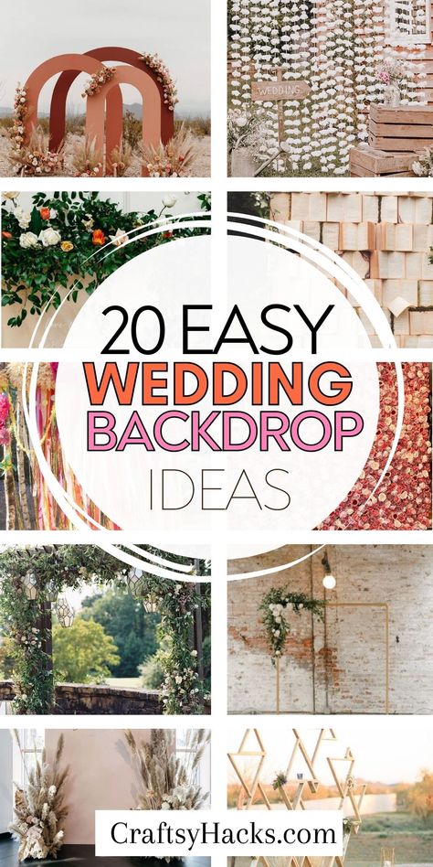 Discover how to create a stunning ambiance on a tight budget with our collection of DIY wedding decor. From enchanting backdrops to beautiful details, we've got you covered with beautiful wedding ideas and wedding decorations on a budget. Let your creativity shine and design a wedding celebration you'll cherish for a lifetime. Outdoor Wedding Backdrop Ideas Simple, Bridal Back Drop Ideas, Popular Wedding Backdrops, Wedding Cake Table Backdrop Ideas, Simple Wedding Backdrop Outdoor, Unique Wedding Backdrop With Lights, Wedding Selfie Backdrop, Bride Entrance Decoration, Simple Wedding Backdrop Reception Backgrounds