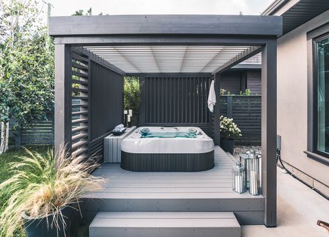 Hot Tub Oasis, Hot Tub Deck Design, Modern Hot Tubs, Hot Tub Privacy, Hot Tub Pergola, Hot Tub Surround, Hot Tub Designs, Hot Tub Patio, Hot Tub Gazebo