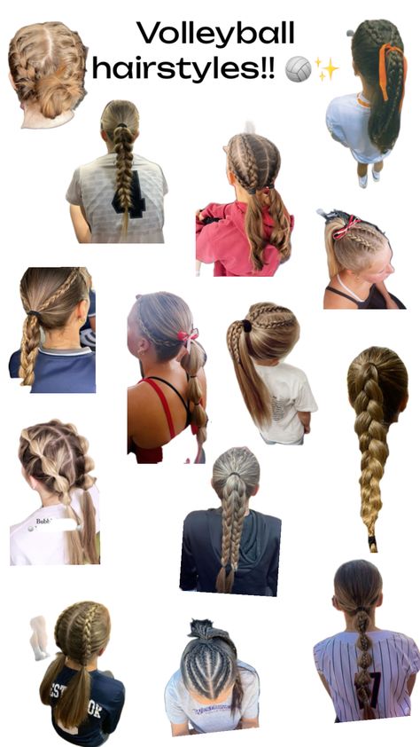 Volleyball hairstyles!!! #hairstyles#preppy#volleyball#hairinspp#volleyballhairstyles#preppyvibes#volleyball4life#slay#trending#viral#sports#fyppooo Sports Hairstyles Basketball, Volleyball Practice Hairstyles, Cute Volleyball Tournament Hairstyles, Athlete Hairstyles, Cute Volley Ball Hairstyles, Volleyball Game Day Hair, Cute Hairstyles For Volleyball Games, Cute Easy Hairstyles For Volleyball Games, Volleyball Hair