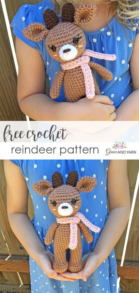 Meet Rosie the Reindeer! She is the first of four fun and free crochet patterns in our Christmas in July event! Mini Reindeer, Crochet Reindeer, Reindeer Pattern, Christmas Crochet Patterns Free, Crochet Xmas, Pola Amigurumi, Crochet Amigurumi Free Patterns, Crochet Amigurumi Free, Holiday Crochet