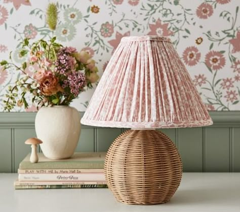 Kids Lamps: Table & Desk Lamps | Pottery Barn Kids Lamp Pottery, Rattan Table Lamp, Nursery Lamp, Julia Berolzheimer, Rattan Table, Rattan Lamp, Kids Lamps, Nursery Inspo, Big Girl Rooms