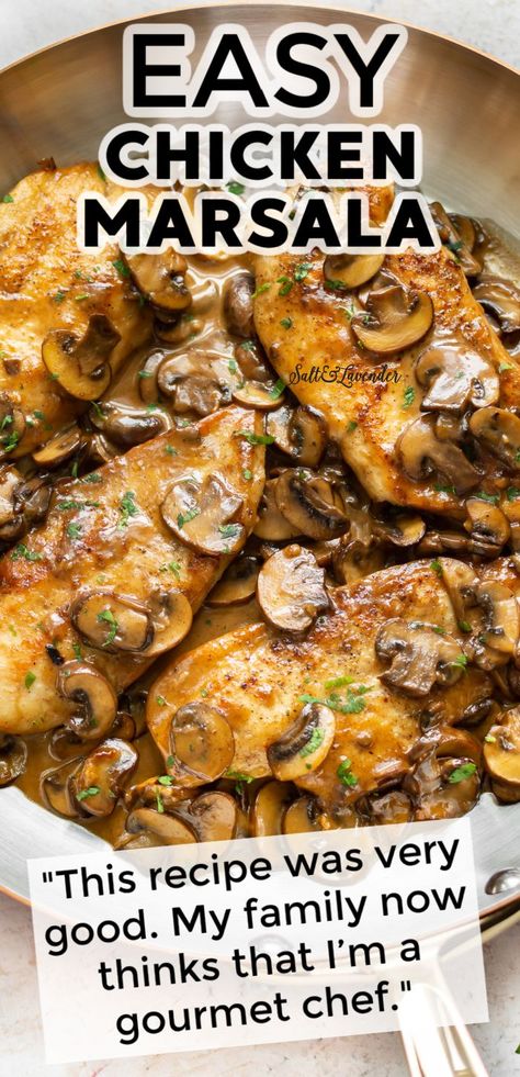 Chicken Marsala With Mushrooms, Easy Chicken Marsala, Chicken Marsala Recipe, Chicken Marsala Easy, Marsala Recipe, Wine Butter, Chicken Mushroom Recipes, Chicken Breast Recipes Baked, Marsala Chicken Recipes