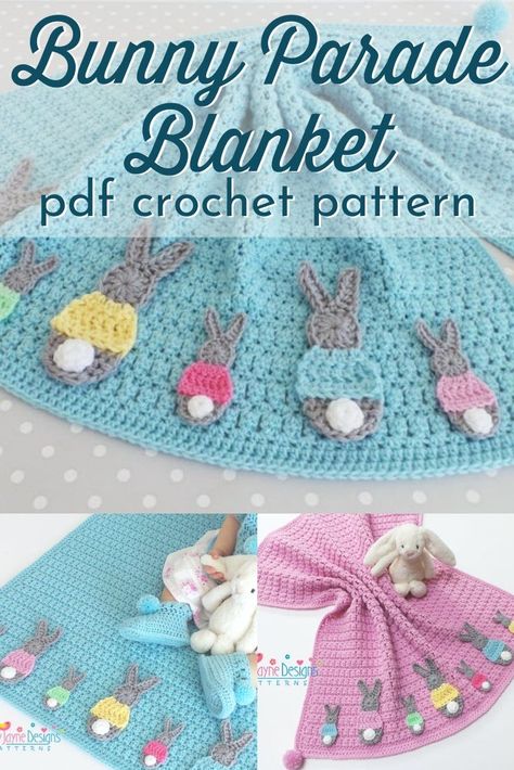 Rabbit Crochet Blanket, Peter Rabbit Crochet Blanket, Crochet Easter Blanket, Bunny Blanket Crochet, Crochet Bunny Blanket, Easter Blanket, Crocheting Blanket, Knit Throw Blanket Pattern, Bunny Baby Blanket