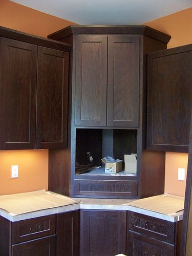 corner microwave - Google Search Corner Microwave Cabinet, Microwave Hutch, Microwave Cabinets, Corner Microwave, Corner Pantry Organization, Kitchen Microwave Cabinet, Bedroom Furniture Redo, Kitchen Layouts With Island, Microwave Cabinet