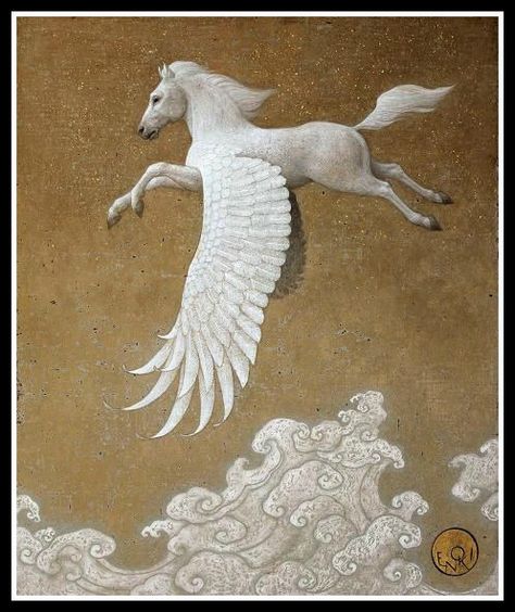 ►Greek Mythology: “Pegasus, The Winged Horse”.- | La Audacia de Aquiles Pegasus by Toshiyuki Enoki. 20th century. Chimera Mythology, Greek Mythological Creatures, Pegasus (mythology), Pegasus Unicorn, Winged Horse, Greek Mythology Art, Mythology Art, Greek Art, Mythological Creatures