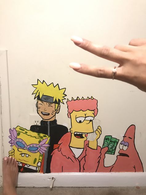 Wall art progress #naruto  #acrylicpaint #spongebob #patrick #simson #walldecoration #wallartdecor #drawing #art Art Progress, Spongebob Patrick, Drawing Art, Acrylic Painting, Naruto, Wall Art Decor, Wall Decor, Wall Art, Drawings