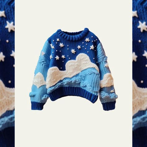 With a unisex design, kids can have this jumper, plus we make it in adult sizes up to 3xl! 💙🐟 Soft Clouds, Silly Clothes, Sky Stars, Cute Mushroom, Matching Clothes, Pull Over Sweater, Fashion Family, Star Sweater, Toddler Clothing