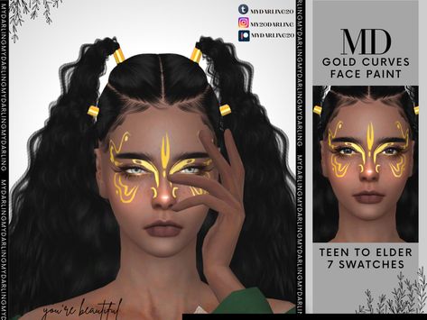 Viking Face Paint, Makeup Cc, Cc Mods, Sims 4 Game Mods, Sims 4 Cc Makeup, Face Kit, Sims 4 Toddler, Sims 4 Downloads, Gold Makeup