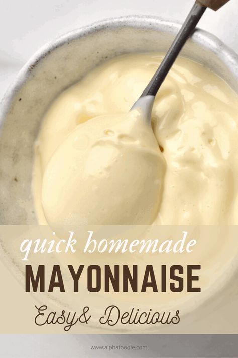 A simple, delicious homemade mayonnaise recipe - that takes just 5 ingredients and a few minutes of your time. Healthier and, often, cheaper than store-bought versions. Homemade Mayonnaise Recipe, Savory Dips, Homemade Seasoning, Inflammatory Recipes, Homemade Sauce Recipes, Protein Dinner, Mayonnaise Recipe, Homemade Condiments, Homemade Mayonnaise