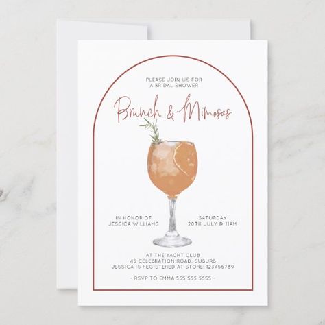 Arch Minimalist Brunch & Mimosas Bridal Shower Inv Invitation Soiree Invitation, Minimalist Cocktail, Soiree Party, Birthday Dinner Invitation, Sunset Party, Summer Party Invitations, Bridal Luncheon, Party Invite Design, Bridal Shower Brunch