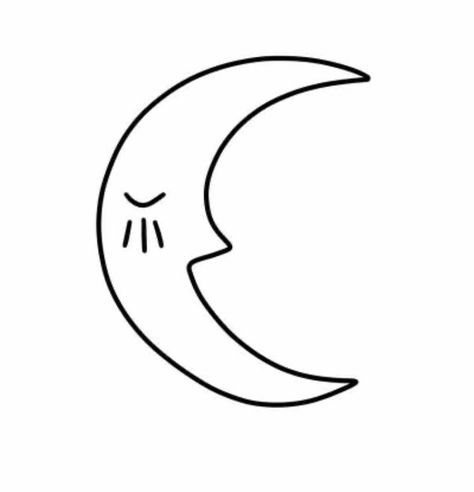 Easy Moon Tattoo, Sleeping Moon Tattoo, Sleepy Tattoo Ideas, Smiling Moon Tattoo, Cartoon Moon Tattoo, Moon Tattoo Face, Simple Moon Tattoos, Sleepy Tattoo, Moon Face Drawing