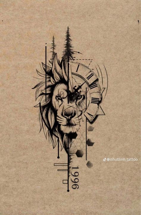 Creative Lion Tattoo, Leo Tattoo For Men Lion, Men Dog Tattoo, Lion And Spartan Tattoo Design, Lion Back Tattoo Men, Lion Tattoo Designs For Men, Maori Tattoo Shoulder, Lion Leg Tattoo Men, Tattoo Ideas For Men Family