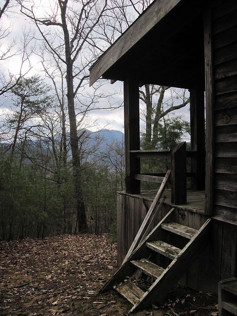 Mountain Cabin by RebeccaSJones, via Flickr Loft In The Woods, Abandoned Cabin Aesthetic, Woods Cabin Aesthetic, Secluded Cabin Aesthetic, Hunting Cabin Aesthetic, Cabin On River, Rainy Cabin Aesthetic, Old Cabin Aesthetic, Run Down Cabin