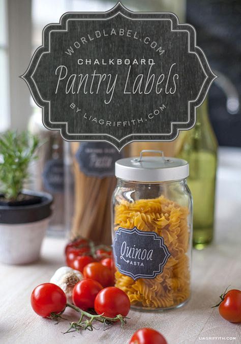 Free Printable Vintage Chalkboard Pantry Labels  {Lia Griffith} Chalkboard Pantry Labels, Farmhouse Pantry Labels, Free Chalkboard Printables, Clutter Solutions, Vintage Chalkboard, Etiquette Vintage, Pretty Printables, Chalkboard Labels, Chalkboard Designs