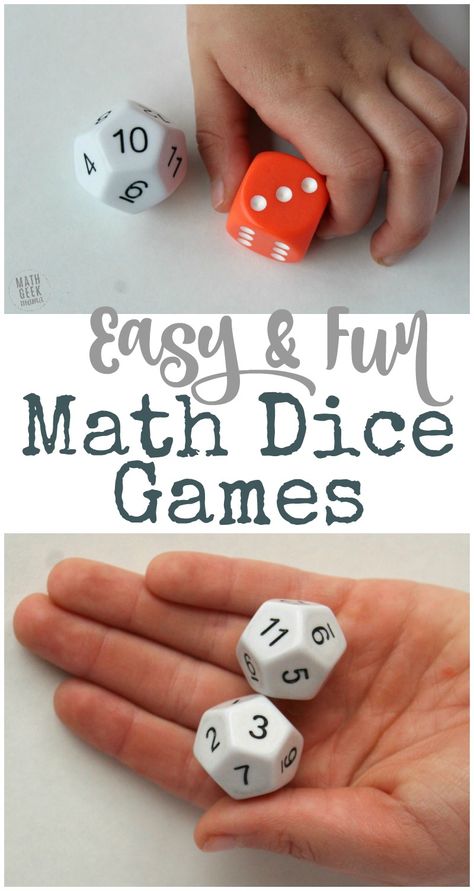 Increase Fluency with Simple Math Dice Games Your Kids Will LOVE Dice Games For Kids, Dice Math Games, Easy Math Games, Games Kindergarten, Parenting Workshop, Math Card Games, Kindergarten Math Games, Maths Games, Math Geek