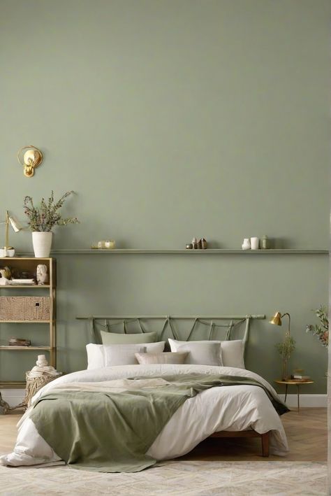 interior design,home decor,designer wall paint,paint color match Sage Bedroom Walls, Sw Svelte Sage, Svelte Sage, Sage Bedroom, Stylish Bedroom Decor, Green Accent Walls, Calming Bedroom, Bedroom Wall Paint, Green Bedroom