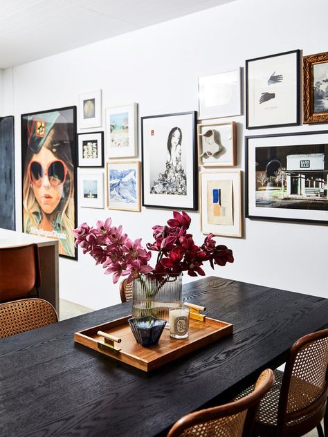 Black Dining Room Table, Cane Chairs, Black Dining, Viborg, Gallery Wall Inspiration, Black Dining Room, Minimal Color, Dining Table Black, Interior Design Magazine