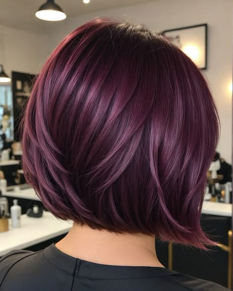 Velvet Plum Hair Colour, autumn hair colour idea Purple Tone Hair Color, Amethyst Purple Hair Color, Burgundy Violet Hair Color, Deep Raspberry Hair Color, Purple Plum Hair Color, Plum Hair Color Formula, Plum Hair With Money Piece, Purple Hair Brown Roots, Plum Highlights In Brown Hair