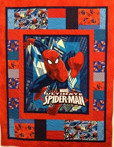 Spiderman Quilt Kit - Patchwork Spiderman Quilt, Marvel Quilt, Superhero Quilt, Quilt Decor, I Spy Quilt, Quilts Decor, Man Quilt, Fabric Kit, Boy Quilts