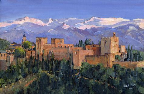 Spanish Heritage, Alhambra Granada, Art Assignments, Fairy Wallpaper, Watercolor Architecture, Al Andalus, San Nicolas, Scenery Paintings, Clip Studio Paint