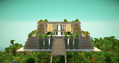 Minecraft Mozart: Hanging Gardens of Babylon: Minecraft Edition! Babylon Hanging Gardens, Minecraft P, Hanging Gardens Of Babylon, Minecraft Garden, Gardens Of Babylon, Hanging Gardens, The Staircase, Minecraft Ideas, Minecraft Designs