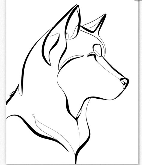 Husky Dogs Drawing, Akita Tattoo Minimalist, Minimalist Husky Tattoo, Husky Silhouette Tattoo, Husky Line Art Tattoo, Husky Line Drawing, Husky Tatoos, Wolf Flash Tattoo, Husky Outline Tattoo