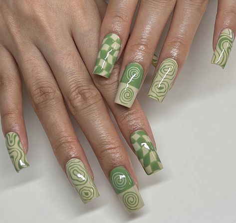 2023 Nail, Funky Nail Art, Green Nail Art, Cute Spring Nails, Exotic Nails, Dream Nails, Funky Nails, Nail Art Tutorial, Best Acrylic Nails