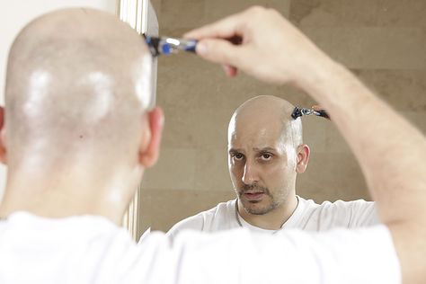 Shave your head like a pro via http://przman.com/grooming/shave-your-head-like-a-pro/ Shave Your Head, Bald Guy, Shaving Head, Shaved Hair Cuts, Shaving Your Head, Bald Men, Bald Heads, Shaved Head, Men's Grooming